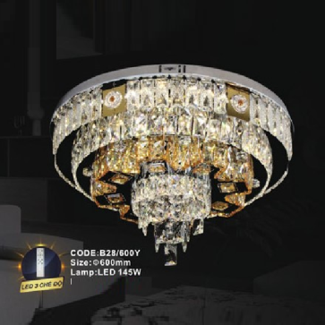 CODE: B28/600Y: Đèn áp trần LED - KT: Ø600mm - Đèn LED 145W, ánh sáng đổi 3 màu