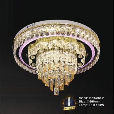 CODE: B33/600Y: Đèn áp trần LED - KT: Ø600mm - Đèn LED 190W, ánh sáng đổi 3 màu