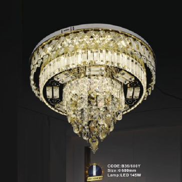 CODE: B36/600Y: Đèn áp trần LED - KT: Ø600mm - Đèn LED 145W, ánh sáng đổi 3 màu