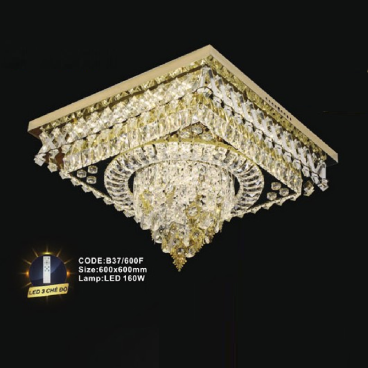 CODE: B37/600F: Đèn áp trần LED vuông - KT: L600mm x W600mm - Đèn LED 160W, ánh sáng đổi 3 màu