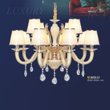 BM - BC 8638/12: Đèn chùm 12 tay - KT: Ø860mm x H600mm + 400mm - Bóng đèn chân E14 x 12 bóng