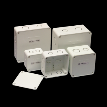 E265A/2X: Hộp nối dây âm tự chống cháy ( có lỗ chờ sẵn) - KT: 110mm x 110mm x H50mm