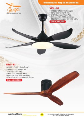 Catalogue Đèn Quạt Trần VIFA