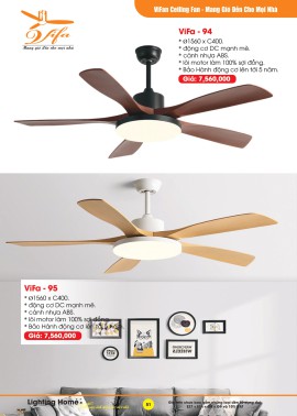 Catalogue Đèn Quạt Trần VIFA