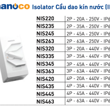 CẦU DAO CÁCH LY LOẠI KÍN NƯỚC (IP 66)