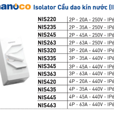 CẦU DAO CÁCH LY LOẠI KÍN NƯỚC (IP 66)