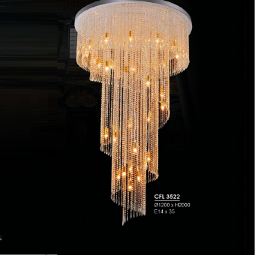 HF -  CFL 3522 :  Đèn thả Phale - KT: Ø1200mm x H2000mm - Đèn chân E14 x 36 bóng