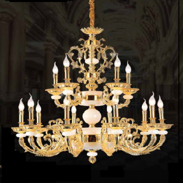 CNQT - 135 - 21: Đèn chùm nến 15 tay - KT: Ø900mm x H900mm - Đèn nến chân E14 x 15 bóng