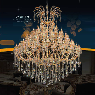 CNQT - 176: Đèn chùm nến Phale K9 84 tay - KT: Ø1700mm x H2000mm - Bóng đèn nến chân E14 x 84 bóng