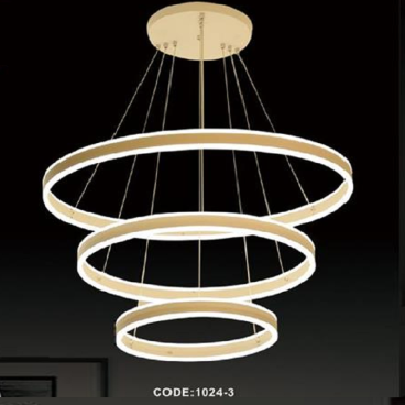 CODE:1024-3: Đèn thả 3 vòng LED - KT: Ø800mm x H1000mm - Đèn LED