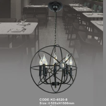 CODE:KD-6520-8: Đèn chùm thả Cafe - KT: Ø520mm x H1500mm - Bóng đèn E14 x 8 bóng