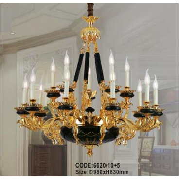 CODE: 6620/10+5: Đèn chùm nến 15 tay - KT: Ø980mm x H830mm  - Bóng đèn nến  E14 x 15 bóng
