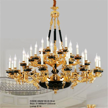 CODE: 6620/16+8+8+4: Đèn chùm nến 36 tay - KT: 1400mm x H1220mm - Đèn nến chân E14 x 36 bóng