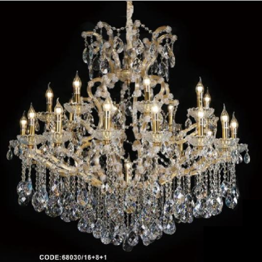 CODE: 68030/16+8+1: Đèn chùm nến phale 25 tay - KT: Ø1150mm x H1050mm - Bóng đèn nến chân E14 x 25 bóng