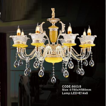 CODE: 8603/8: Đèn chùm nến 8 tay - KT: Ø780mm x H580mm - Đèn nến chân E14 x 8 + Đèn LED