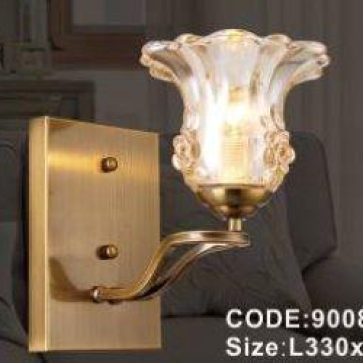 CODE: 9008/1: Đèn tường 1 bóng, chao thủy tinh, KT: 330mm*W160mm*H320mm