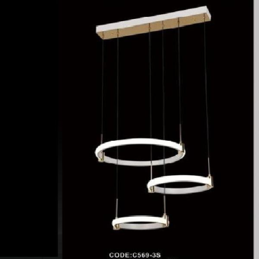 CODE: C569 - 3S: Đèn thả LED 3 vòng - KT: 300mm +400mm +500mm - Đèn LED 144W