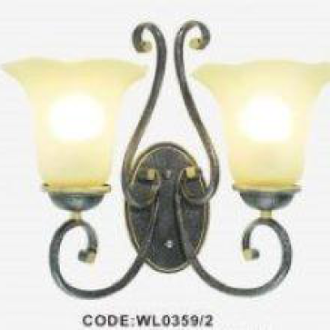 CODE: WL 0359/2: Đèn tường 2 bóng, chao thủy tinh,  KT L380*W210*H340mm