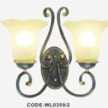 CODE: WL 0359/2: Đèn tường 2 bóng, chao thủy tinh,  KT L380*W210*H340mm