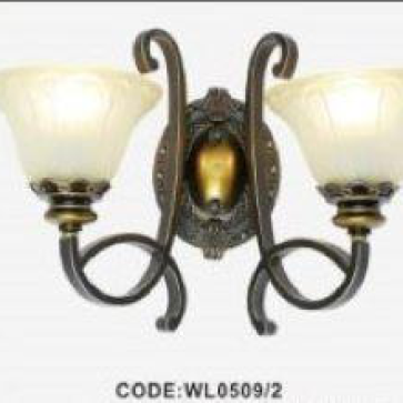 CODE: WL 0509/2: Đèn tường 2 bóng, chao thủy tinh,  KT L480*W230*H330mm
