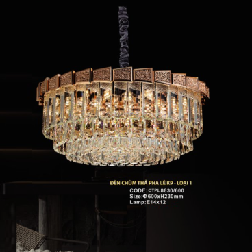 CODE: CTPL8830/600: Đèn thả Phale - KT: Ø600mm x H230mm - Bóng đèn E14 x 12 bóng