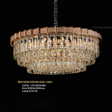 CODE: CTPL8830/800: Đèn thả Phale - KT: Ø800mm x H260mm - Bóng đèn E14 x 18 bóng