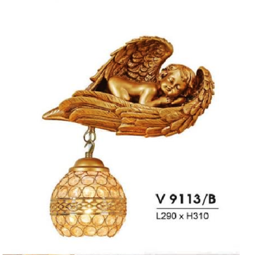 HF - V  9113/B: Đèn gắn tường 1 bóng - KT: L290mm x H310mm - Đèn chân E27 x 1 bóng