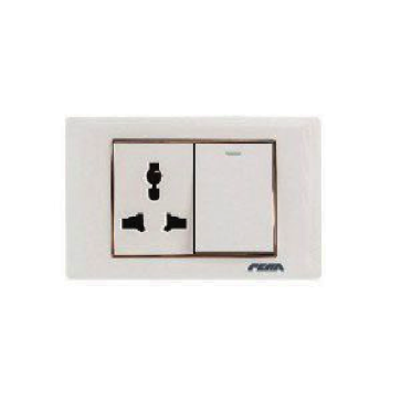 V8.OC3M/M01A/M3L: Bộ 1 contac 1 chiều, Ổ cắm đa năng chuẩn BS  - 16A - 250V