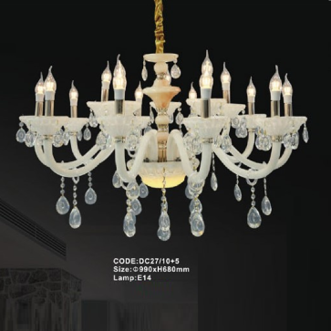 CODE: DC27/10+5: Đèn chùm nến 15 tay  - KT: Ø990mm x H680mm - Bóng đèn nến E14 x 15 bóng