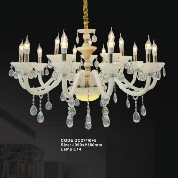 CODE: DC27/10+5: Đèn chùm nến 15 tay  - KT: Ø990mm x H680mm - Bóng đèn nến E14 x 15 bóng