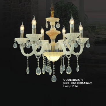 CODE: DC27/6: Đèn chùm nến 6 tay  - KT: Ø650mm x H510mm - Bóng đèn nến E14 x 6 bóng