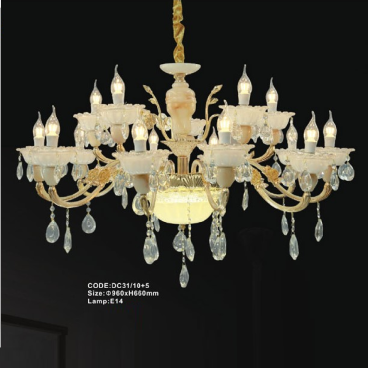 CODE: DC31/10+5: Đèn chùm nến 15 tay  - KT: Ø960mm x H660mm - Bóng đèn nến E14 x 15 bóng