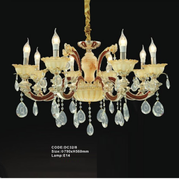 CODE: DC32/8: Đèn chùm nến 8 tay  - KT: Ø790mm x H560mm - Bóng đèn nến E14 x 8 bóng