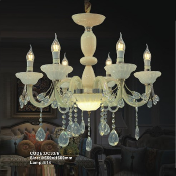 CODE: DC33/6: Đèn chùm nến 6 tay  - KT: Ø660mm x H600mm - Bóng đèn nến E14 x 6 bóng