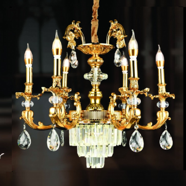 35 - DC904T6: Đèn chùm nến 6 tay - KT: Ø700mm - Bóng đèn E14 x 6 bóng  + LED