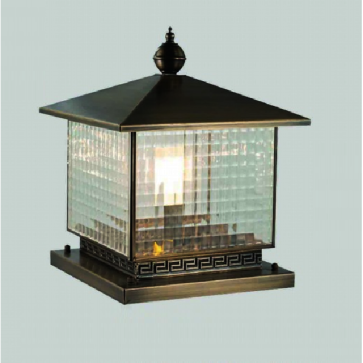 355 - DT08: Đèn gắn đầu trụ đồng - KT: W300mm - Bóng đèn E27 x 1