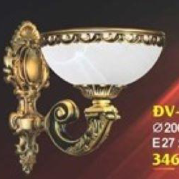 DV 073: Đèn tường 1 bóng, chao thủy tinh, KT: Ø200*H300mm