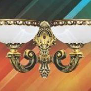 DV 073/2: Đèn tường 2 bóng, chao thủy tinh, KT: Ø420*H300mm