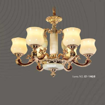 E1 - 146/6: Đèn chùm 6 tay -  KT: Ø700mm x H450mm - Bóng đèn chân E27 x 6 bóng