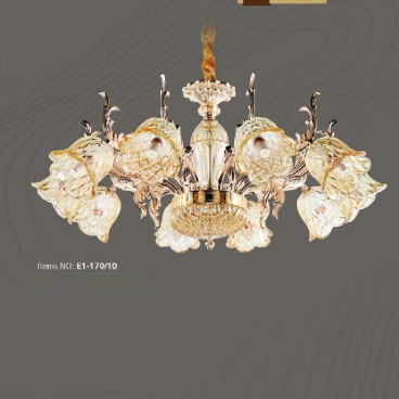 E1 - 170/10: Đèn chùm 10 tay -  KT: Ø950mm x H500mm - Bóng đèn chân E14 x 10 bóng + Đèn LED