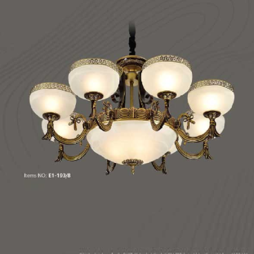 E1-193/8: Đèn chùm 8 tay -  KT: Ø900mm x H500mm - Đèn chân E27 x 8 bóng