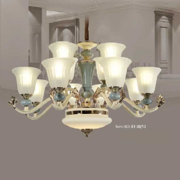 E1 - 30/12: Đèn chùm 12 tay - KT: Ø900mm x H500mm - Bóng đèn chân E14 x 12 bóng + Đèn LED