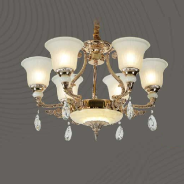 E1 - 34/6: Đèn chùm 6 tay - KT: Ø650mm x H520mm - Đèn chân E27 x 6 bóng + Đèn LED