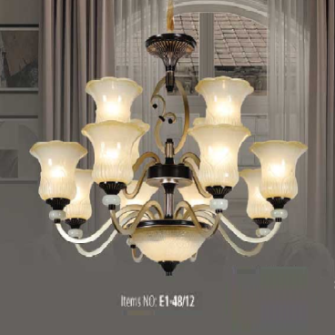 E1 - 48/12: Đèn chùm 12 tay -  KT: Ø950mm x H700mm - Bóng đèn chân E27 x 12 bóng + Đèn LED