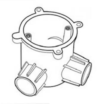 E240/20/2AD: Hộp chia ngả 2 đường góc vuông cao Ø20mm