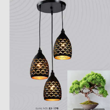 E3 - 176 : Đèn thả 3 -  KT: Ø350mm X H100mm - Bóng đèn E27 x 3