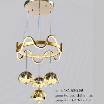 E3 - 353: Đèn thả LED - KT: Ø 400mm x H1200mm - Đèn LED 170W đổi 3 màu