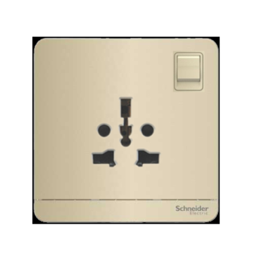 E8315TS_WG_G19: Bộ ổ cắm đơn đa năng 16A, có contac màu vàng kim