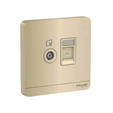 E8332TVRJS5_WG_G19: Bộ ổ cắm TV và ổ cắm mạng Cat5e màu vàng ánh kim