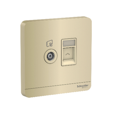 E8332TVRJS6_WG_G19: Bộ ổ cắm TV và ổ cắm mạng Cat6 màu vàng ánh kim